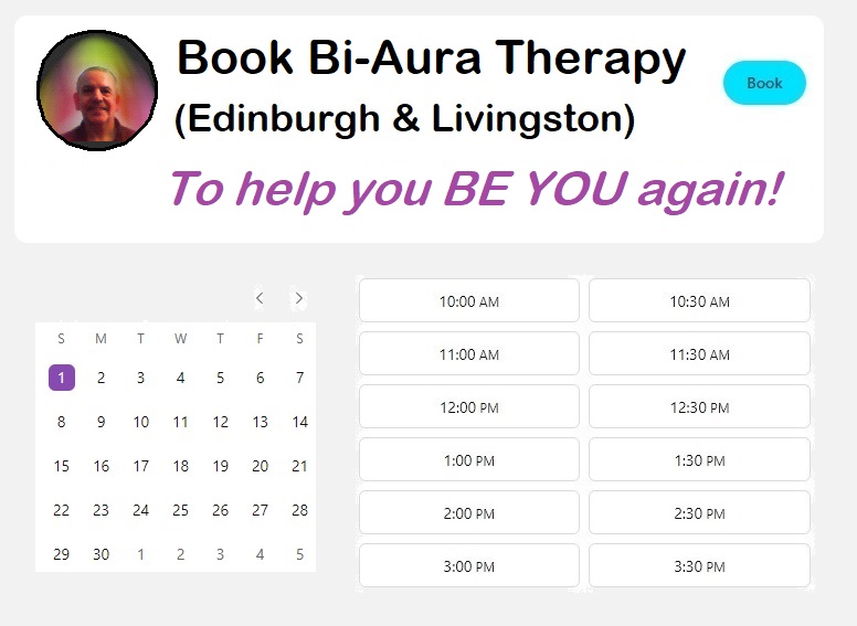 Book a Bi-Aura Therapy session in Edinburgh or Livingson